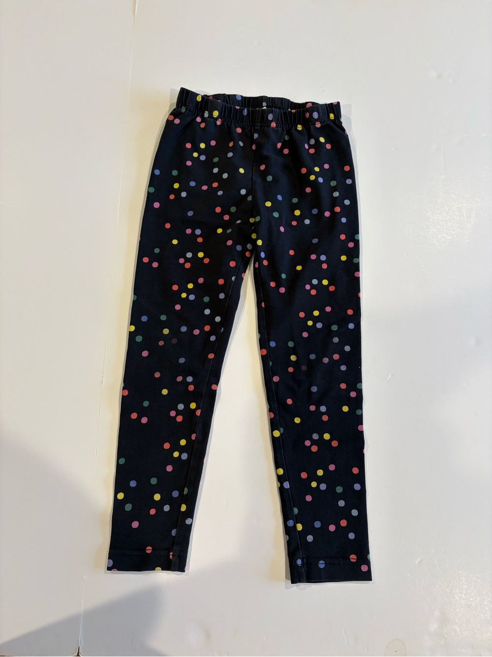 Hanna Andersson Black Leggings with Rainbow Polka Dots, Sz- 5